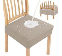 Smiry Stretch Dining Chair Seat Covers Set of 6 - Stretch Jacquard Fabric Removable Washable Furniture Protector Seat Covers - No Back Cover (Taupe, 6 Pack)