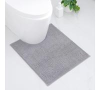 smiry Super Soft Toilet Mat, Extra Absorbent Chenille Mat for Toilet, Non Slip Fluffy Pedestal Mat, Machine-Washable Quick Dry Bath Rug Foot Mat, 50 x 60 cm, Grey