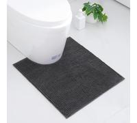 smiry Super Soft Toilet Mat, Extra Absorbent Chenille Mat for Toilet, Non Slip Fluffy Pedestal Mat, Machine-Washable Quick Dry Bath Rug Foot Mat, 50 x 60 cm, Dark Grey