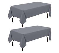 smiry Table Cloth Rectangular 140 x 300 cm Pack of 2 - Washable Fabric Dining Tablecloth, Dust-Proof Polyester Table Cover for Party Garden Kitchen Outdoor, Grey