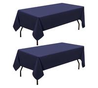 smiry Table Cloth Rectangular 140 x 300 cm Pack of 2 - Washable Fabric Dining Tablecloth, Dust-Proof Polyester Table Cover for Party Garden Kitchen Outdoor, Dark Blue