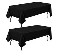smiry Table Cloth Rectangular 140 x 300 cm Pack of 2 - Washable Fabric Dining Tablecloth, Dust-Proof Polyester Table Cover for Party Garden Kitchen Outdoor, Black