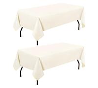 smiry Table Cloth Rectangular 140 x 300 cm Pack of 2 - Washable Fabric Dining Tablecloth, Dust-Proof Polyester Table Cover for Party Garden Kitchen Outdoor, Beige