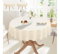 smiry Table Cloth Round 150 cm Pack of 2 - Washable Fabric Dining Tablecloth, Dust-Proof Polyester Table Cover for Party Garden Kitchen Outdoor, Beige
