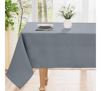 smiry Table Cloth Wipe Clean Rectangular 140x200 cm, Wipeable Water Resistant Polyester Tablecloth, Washable Fabric 6 to 8 Seater Dining Table Cover for Kitchen Indoor Outdoor, Grey