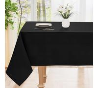 smiry Table Cloth Wipe Clean Rectangular 140x300 cm, Wipeable Water Resistant Polyester Tablecloth, Washable Fabric 10 to 12 Seater Dining Table Cover for Kitchen Indoor Outdoor, Black