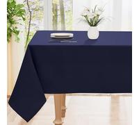 smiry Table Cloth Wipe Clean Rectangular 140x300 cm, Wipeable Water Resistant Polyester Tablecloth, Washable Fabric 10 to 12 Seater Dining Table Cover for Kitchen Indoor Outdoor, Dark Blue