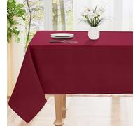 smiry Table Cloth Wipe Clean Rectangular 140x300 cm, Wipeable Water Resistant Polyester Tablecloth, Washable Fabric 10 to 12 Seater Dining Table Cover for Kitchen Indoor Outdoor, Wine Red
