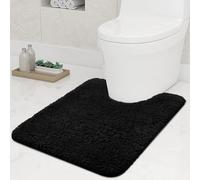smiry U-Shape Toilet Mat, Extra Soft Pedestal Mat for Toilet, Absorbent Microfiber Toilet Bathroom Mats, 50 x 60 cm, Black