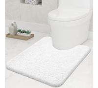 smiry U-Shape Toilet Mat, Extra Soft Pedestal Mat for Toilet, Absorbent Microfiber Toilet Bathroom Mats, 50 x 60 cm, White