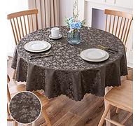 smiry Waterproof Vinyl Tablecloth, Round Heavy Duty Table Cloth, Wipeable Table Cover for Kitchen and Dining Room (Coffee 1, 70" Round)