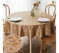 smiry Waterproof Vinyl Tablecloth, Round Heavy Duty Table Cloth, Wipeable Table Cover for Kitchen and Dining Room (Brown, 60" Round)