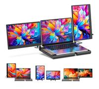 SMISEACOW Laptop Screen Extender F3, Triple Portable Monitor 14-inch 360 Degrees Rotation with Stand, IPS FHD 1080P Workstation for Windows/Mac/Linux/Chrome Compatible with Notebook/Mini PC