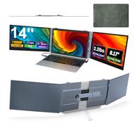SMISEACOW Laptop Screen, Ultra-Thin and Ultra-Light 14 Inch FHD 1080P IPS Triple Screen Portable Plug & Play for Laptops with Stand, Compatible with Windows/Mac