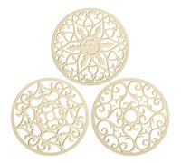 Smitchraft Silicone Trivets for Hot Dishes, Pots & Pans, Multi-Use Hot Pads Kitchen Quartz Countertops, Pot Holders Trivet Mat, Non-Stick Carved Heat Resistant Mats for Counter & Table, Set 3 Biege