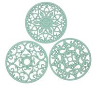 Smitchraft Trivets for Hot Dishes, Pots and Pans, Silicone Hot Pads for Kitchen Quartz Countertops, Silicone Pot Holders Mat, Multi-use Carved Heat Resistant Mat for Counter & Table, Set of 3 Green