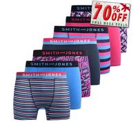 Smith & Jones Taden 7Pk Men's Boxer Shorts Colour : Navy / Pink / Blue / White