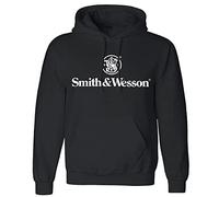 Smith and Wesson Men’s Solid Logo Long Sleeve Cotton Hooded Sweatshirt, Black, XL