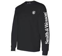 Smith and Wesson® Officially Licensed Men's Solid Graphic T-Shirt, American Flag and S&W Long-Sleeve Logo Classic Tee, Black, Large