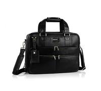 Smith & Blake Laptop Bag Messenger Bag Double Compartment Fits up to 15.6" Black Faux Leather | STORM, Black, Medium
