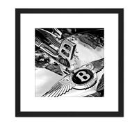 Smith Classic Vintage Car Automobile Badge Hood 8X8 Inch Square Wooden Framed Wall Art Print Picture with Mount Artery8 Black One Size