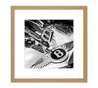 Smith Classic Vintage Car Automobile Badge Hood 8X8 Inch Square Wooden Framed Wall Art Print Picture with Mount Artery8 Light Oak One Size