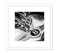 Smith Classic Vintage Car Automobile Badge Hood 8X8 Inch Square Wooden Framed Wall Art Print Picture with Mount Artery8 White One Size