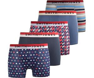SMITH & JONES Mens 5 Pack Boxer Shorts Underwear Boxer Trunks Printed Briefs Stretch, Gift Set for boyfriend, husband or Family, Style 3, L