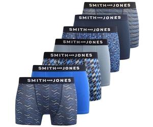 SMITH & JONES Mens 7 Pack Boxer Shorts Underwear Boxer Trunks Printed Briefs Stretch, Gift Set for boyfriend, husband or Family, Style 3, S