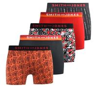 SMITH & JONES mens boxers - multipack of 5, stretch cotton men’s boxer shorts, comfortable underpants for men, colourful and black underwear trunks, multi pack man briefs(XXL, Brevin, Red)