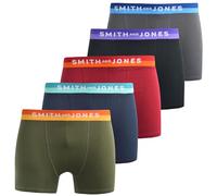 SMITH & JONES mens boxers - multipack of 5, stretch cotton men’s boxer shorts, comfortable underpants for men, colourful and black underwear trunks, multi pack man briefs(L, Jaspin)