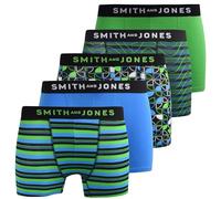 SMITH & JONES mens boxers - multipack of 5, stretch cotton men’s boxer shorts, comfortable underpants for men, colourful and black underwear trunks, multi pack man briefs(L, Riggon)