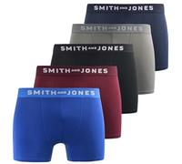 SMITH & JONES mens boxers - multipack of 5, stretch cotton men’s boxer shorts, comfortable underpants for men, colourful and black underwear trunks, multi pack man briefs(L, Graylen)