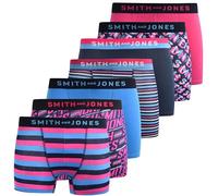 SMITH & JONES mens boxers - multipack of 7, stretch cotton men’s boxer shorts, comfortable underpants for men, colourful and black underwear trunks, multi pack man briefs(S, Taden, Blue)