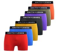 SMITH & JONES mens boxers - multipack of 7, stretch cotton men’s boxer shorts, comfortable underpants for men, colourful and black underwear trunks, multi pack man briefs(S, Tevin)