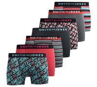 SMITH & JONES mens boxers - multipack of 7, stretch cotton men’s boxer shorts, comfortable underpants for men, colourful and black underwear trunks, multi pack man briefs(XL, Taden, Red)