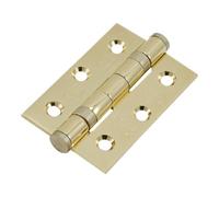 Smith & Locke Polished Brass Effect Grade 7 Light Duty Ball Bearing Fire Door Hinge, Pair Of 2