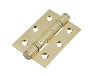 Smith & Locke Polished Brass Effect Grade 7 Light Duty Ball Bearing Fire Door Hinge, Pair Of 2