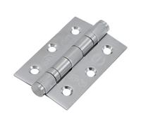 Smith & Locke Satin Brushed Chrome Effect Grade 7 Light Duty Ball Bearing Fire Door Hinge, Pair Of 2
