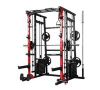 Smith Machine Multi Gym Squat Rack Cage Multifunction Home Gym Dual Cable Pulley Dip Station Pull Up Bar Strength Training