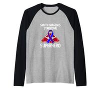 Smith-Magenis Syndrome Superhero Warrior Fighter Ribbon Raglan Baseball Tee
