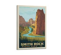 Smith Rock State Park USA Retro Illustration Red Rock River Nature Landscape Decorative Painting Canvas Wall Posters And Modern Family Bedroom Decor 12x18inch(30x45cm)