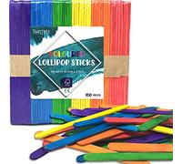 Smith’s® 100 Coloured Lollipop Sticks | 114 x 10 x 2mm | Multicoloured Popsicle, Wooden Lollypop, Ice Lolly, Lollies | FSC Certified & Safe to Handle | Smooth Edges | No Splinters!