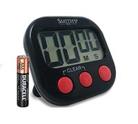Smith’s® Digital Kitchen Timer - Black (Red Buttons) | Large Countdown Clock | Battery Included | Loud Alarm | Big Digits | Magnetic, Kickstand & Hanging Hole | 1 Year Guarantee