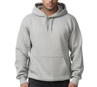 Smith & Solo Men's Hoodie - Sweatshirt Pullover Crew Neck - Long Sleeve - Slim - Fit - Training - Hoodie - Jumper Cotton Blend Men, Grey hood, XL