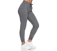 Smith & Solo women's jogging trousers, sports trousers, cotton sweat trousers, slim fit casual trousers, long training trousers, high waist fitness trousers, modern running trousers, charcoal, M