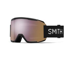 SMITH Squad Goggles with ChromaPop Lens - Performance Snowsports Goggles with Replaceable Lens for Skiing & Snowboarding - For Men & Women - Black + ChromaPop Everyday Rose Gold Mirror Lens