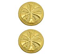 Smith & Warren Five crossed Fire Chief Bugles On Round Disc Collar Brass Rank Insignia Gold Finish Fire Uniform Pin