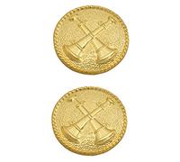 Smith & Warren Two Crossed Battalion Fire Chief Bugles On Round Disc Collar Brass Rank Insignia Gold Finish Fire Uniform Pin