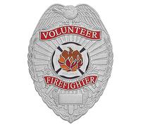 Smith & Warren Volunteer Firefighter Metal Badge, Eagle Top, Silver Finish for Uniform Wear, M, Brass, no gemstone
